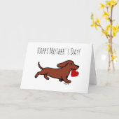 Red Smooth teckel Moederdag Kaart (Gele Bloem)