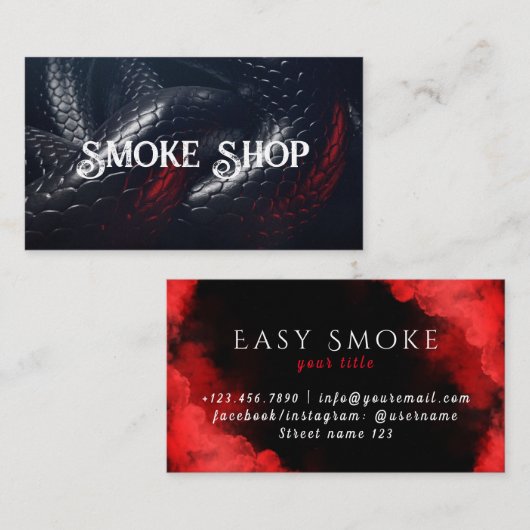 Red Snake Smoke Shop Vape Carte de visite (Devant / Derrière)