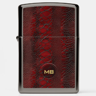 Red Snakeskin Leather Print Monogram in reliëf