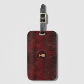 Red Snakeskin Leather Print Monogram in reliëf Bagagelabel (Voorkant (verticaal))