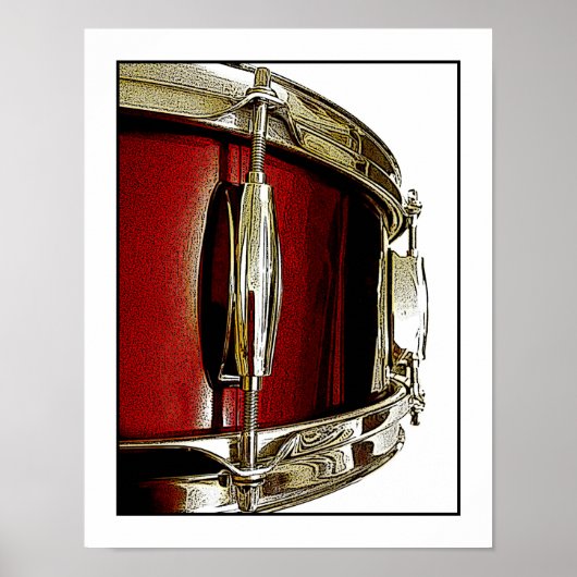Red Snare drum Print Drummer Musician Poster (Voorkant)