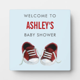 Red Sneakers Baby shower Welcome Sign Plaque Fotoplaat