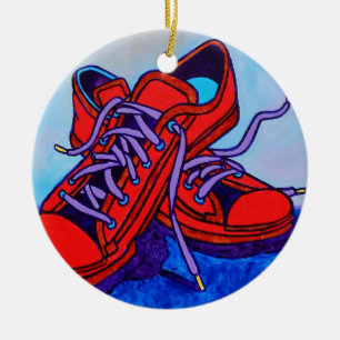 Red Sneakers Twee Keramisch Ornament