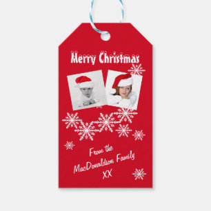 Red Snow Instagram Merry-kerstfotosjabloon Cadeaulabel