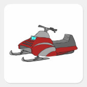 Red Snow Mobile Vierkante Sticker (Voorkant)