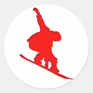 Red Snowboarder Ronde Sticker
