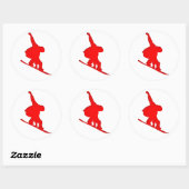 Red Snowboarder Ronde Sticker (Vel)