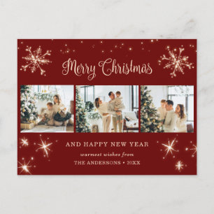 Red Snowflake 3 Fotocollage Feestdagenkaart