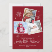 Red Snowflake | 3 Fotokerstmis Feestdagenkaart (Voorkant)