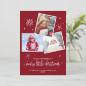 Red Snowflake | 3 Fotokerstmis Feestdagenkaart (Staand voorkant)