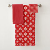 Red Snowflake Bath-handdoekset Bad Handdoek (Insitu)