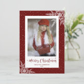 Red Snowflake Calligrafie-kerstkaarten Feestdagenkaart (Staand voorkant)