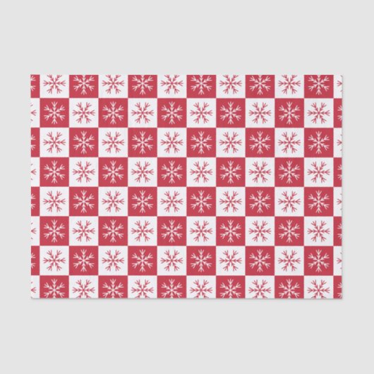 Red Snowflake Checkered Pattern kerstfeestdag Tissuepapier (Voorkant)