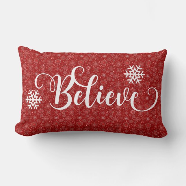 Red Snowflake Croire Coussin (Recto)