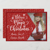 Red Snowflake Croire photo Carte de Noël (Devant / Derrière)