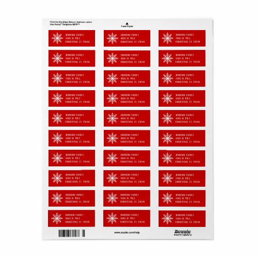 Red Snowflake Etiket (Full Sheet)