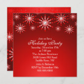 Red Snowflake Holiday Party Uitnodiging (Voorkant / Achterkant)