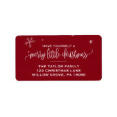 Red Snowflake kerst Etiket (Voorkant)