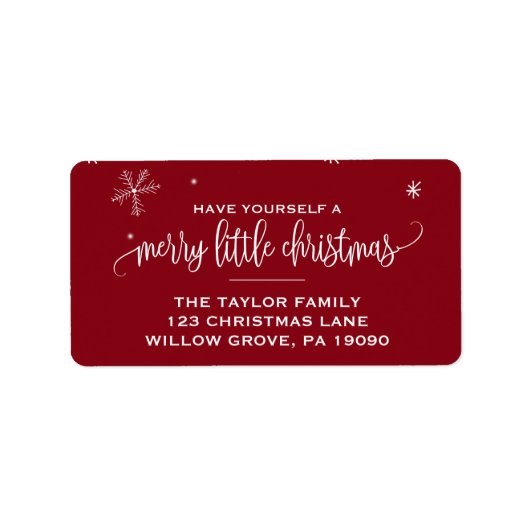 Red Snowflake kerst Etiket (Voorkant)