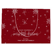 Red Snowflake kerst Large Cadeautasje (Achterkant)