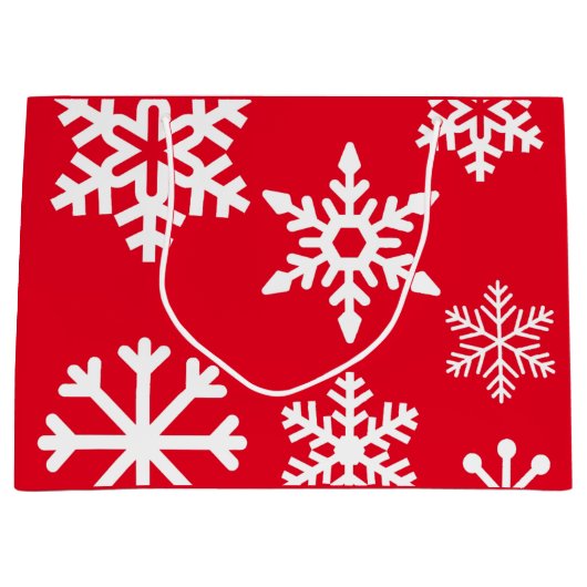 Red Snowflake kerstcadeautas - Groot Large Cadeautasje (Voorkant)