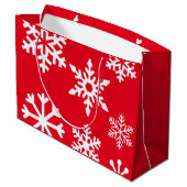 Red Snowflake kerstcadeautas - Groot Large Cadeautasje (Achterkant Gekanteld)