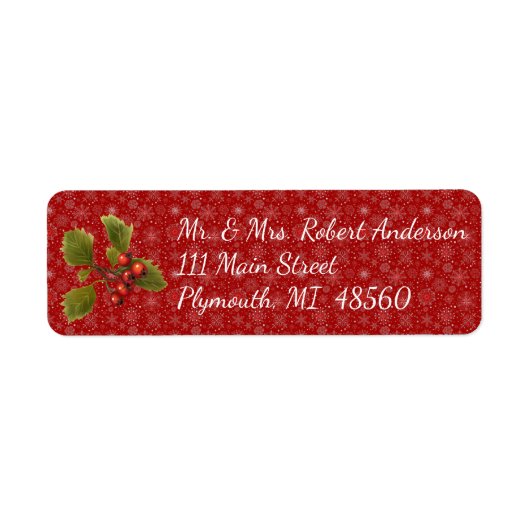 Red Snowflake kerstenvelop Adres label (Voorkant)
