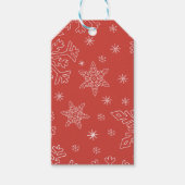 Red Snowflake Kerstmis BG Snowflake Boarder Cadeaulabel (Voorkant)
