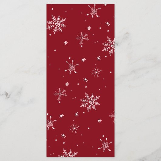Red Snowflake kerstmis menu Kaart (Achterkant)