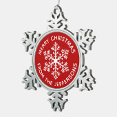 Red Snowflake kerstversiering Tin Sneeuwvlok Ornament (Rechts)