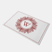 Red Snowflake Monogram Deurmat (Schuin)