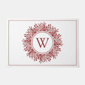 Red Snowflake Monogram Deurmat (Voorkant)