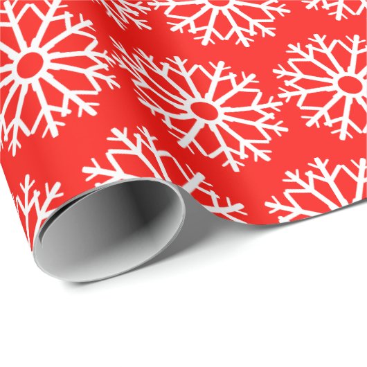 Red Snowflake Pattern Cadeaupapier (Rol Hoek)