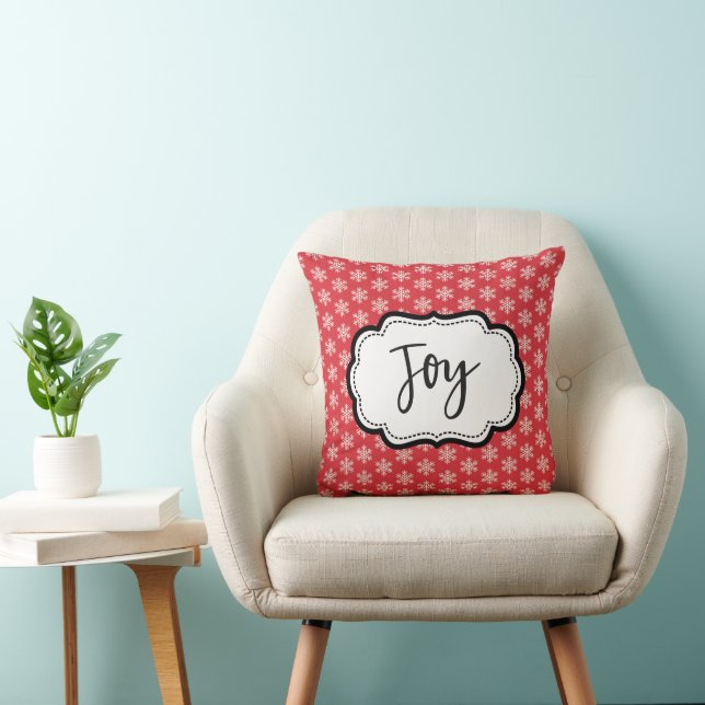 Red Snowflake Pattern Joy Kussen (Stoel)