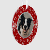 Red Snowflake Paw Motif Pet Photo (devant)