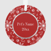 Red Snowflake Paw Motif Pet Photo (dos)