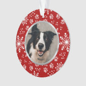 Red Snowflake Paw Motif Pet Photo (devant)