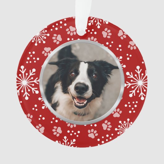 Red Snowflake Paw Motif Pet Photo (devant)