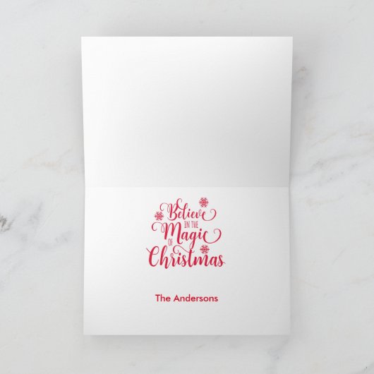 Red Snowflake Photo Croire carte de Noël (Intérieur)