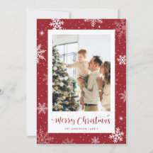 Red Snowflake Photo Joyeuse carte de Noël