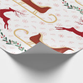 Red Snowflake & Reindeer Wrapping Paper | Festive Cadeaupapier (Hoek)