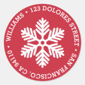 Red Snowflake retouradres | Vakantie Sticker (Voorkant)