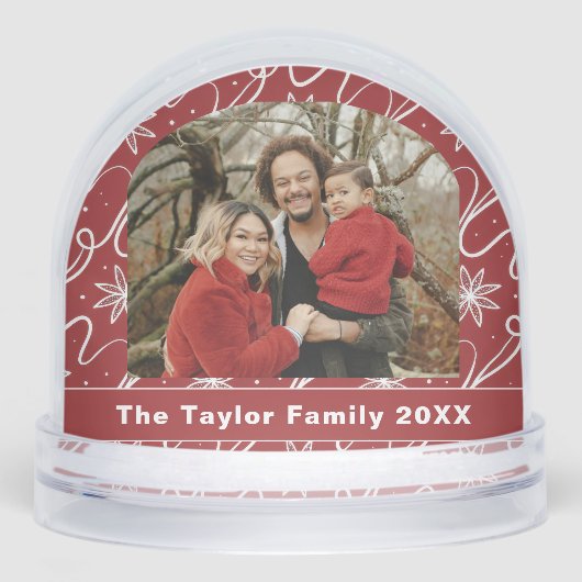 Red Snowflake Swirl Custom Family Photo (Avant)
