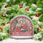 Red Snowflake Swirl Custom Family Photo (Noël)