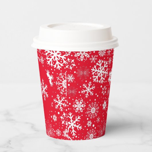 Red Snowflake TWO Paper Cup Papieren Bekers (Links)