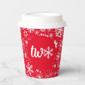 Red Snowflake TWO Paper Cup Papieren Bekers (Voorkant)