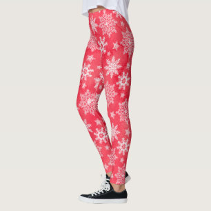 Red Snowflake Winter Leggings