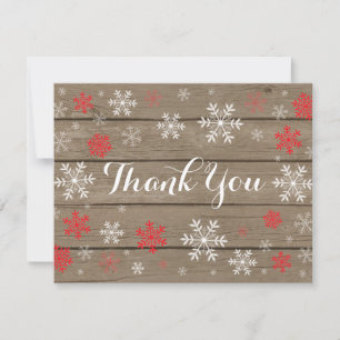Red Snowflake Winter Rustic Wood Hartelijk dank