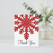 Red Snowflake Winter Season Dank u Briefkaarten (Staand voorkant)
