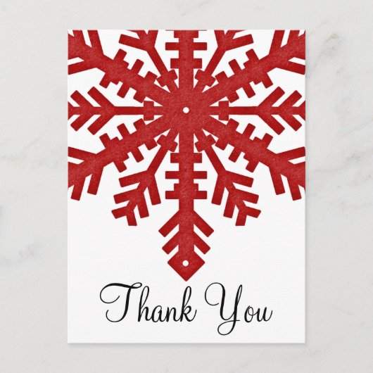 Red Snowflake Winter Season Dank u Briefkaarten (Voorkant)